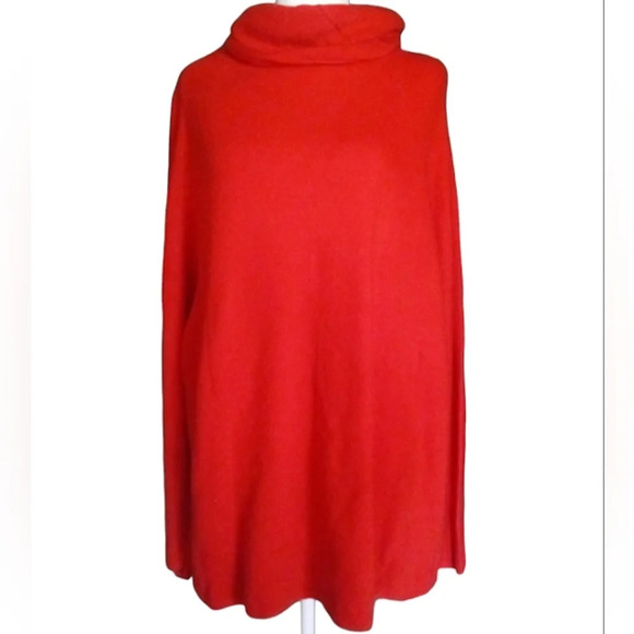 Shamask Red Orange Cowl Neck Oversized 100% Cashmere Sweater Size 1 10 - Picture 1 of 8